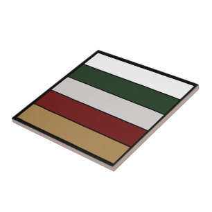 Christmas Gold Green Red Silver And White Stripes Ceramic Tile