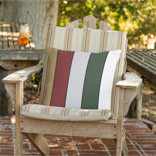 Christmas Gold Green Red Silver And White Stripes  Cushion (Chair)