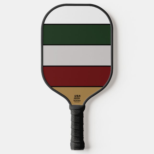 Christmas Gold Green Red Silver And White Stripes  Pickleball Paddle (Front)
