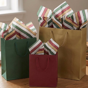 Christmas Gold Green Red Silver And White Stripes  Tissue Paper