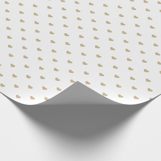 Christmas Gold Love Hearts on White Wrapping Paper (Corner)