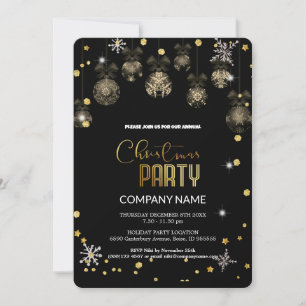 Christmas gold ornament,diamonds, snowflakes invitation