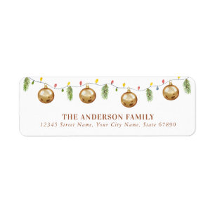 Christmas Gold Ornaments Return Address Labels