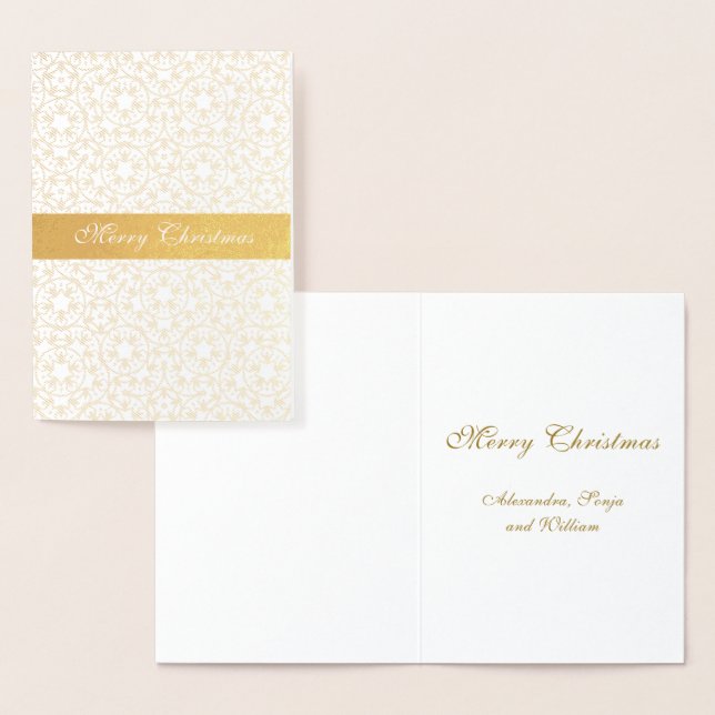 Christmas Gold Pattern Stars Personalised Foil Card (Display)