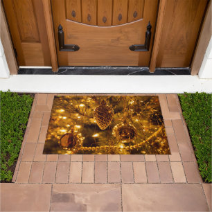 Christmas Gold Pine Cone Doormat