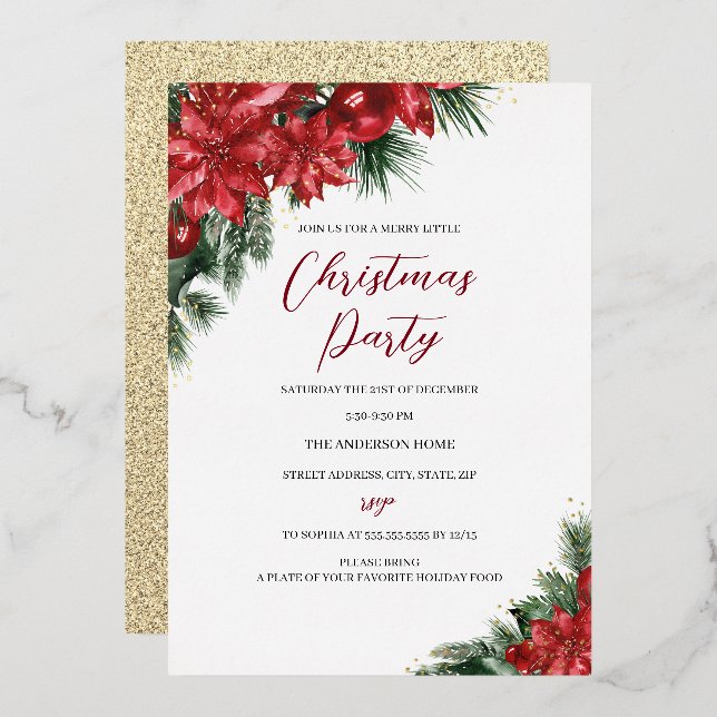 Christmas Gold Red Festive Foliage Party (Front/Back)