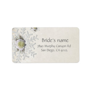 Christmas Gold Roses Snowflakes Address Label