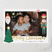 Christmas Gold Santa Nutcracker Cute Family Photo