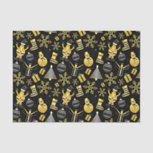 Christmas Gold Santa Snowman Stocking Gift Pattern Tissue Paper