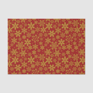 Christmas Gold Snowflakes over Red Background Tissue Paper