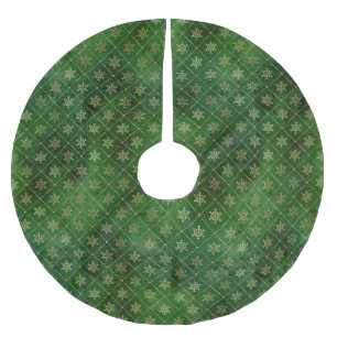 Christmas gold snowflakes vintage rhomboid pattern brushed polyester tree skirt