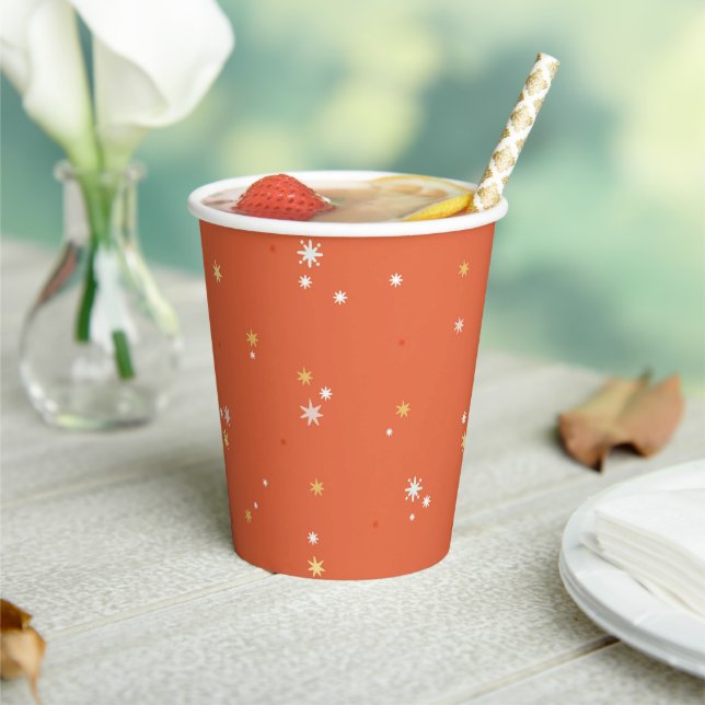 Christmas Gold Star Festive Modern Winter Holidays Paper Cups (Insitu)