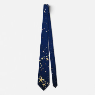 Christmas Gold Stars on Blue  Tie