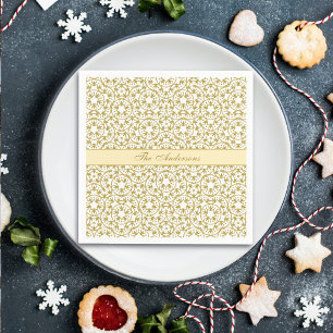 Christmas Gold Stars Pattern Personalised Luxury Napkin