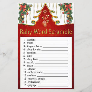 Christmas Gold Tree Baby word scramble game