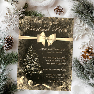 Christmas Gold Tree,Bow,Corporate Party Invitation