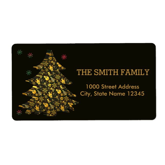 Christmas Gold Tree with Black Background (Front)