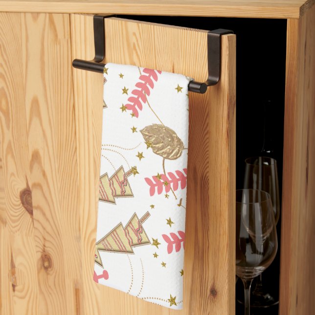 Christmas Gold Trees Kitchen Towels (Thirds Fold)