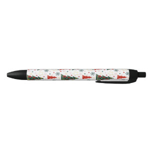 Christmas Gold Twinkle Starry Pines Black Ink Pen