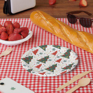 Christmas Gold Twinkle Starry Pines Paper Plate