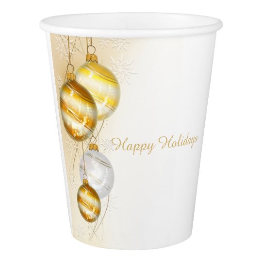 Christmas Gold White Ball Ornaments Paper Cup