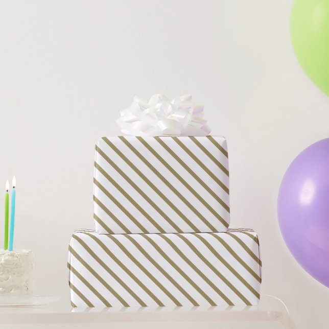 Christmas gold white oblique Stripes pattern gift  Wrapping Paper (Party Gifts)