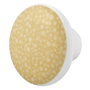 Christmas Gold,white Snowflakes Ceramic Knob
