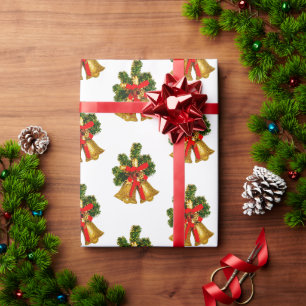 Christmas golden bells wrapping paper