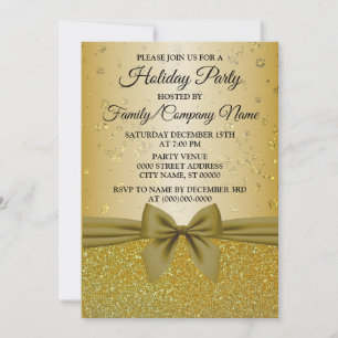 Christmas Golden Glitter Holidays Party Invitation