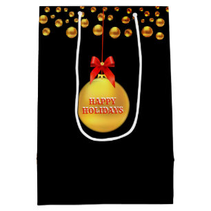 Christmas Golden Polka Dots Medium Gift Bag