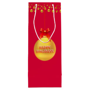 Christmas Golden Polka Dots Wine Gift Bag