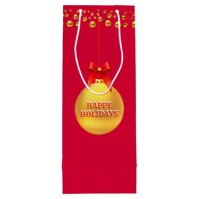Christmas Golden Polka Dots Wine Gift Bag (Back)