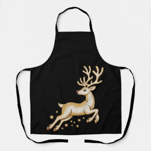 Christmas Golden Reindeer Cute Deer Gold Xmas Apron
