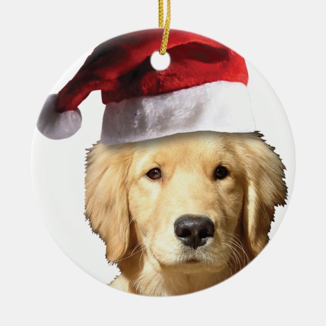 Christmas Golden Retriever Ceramic Tree Decoration (Front)