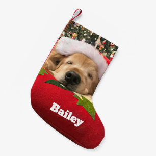Christmas Golden Retriever Dog Asleep Under Tree Small Christmas Stocking