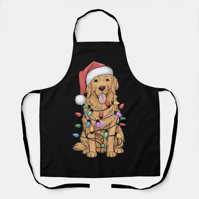 Christmas Golden Retriever Dog Lover Gift Mum Dad Apron (Front)