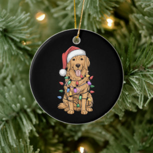 Christmas Golden Retriever Dog Lover Gift Mum Dad Ceramic Ornament