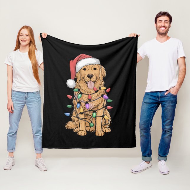 Christmas Golden Retriever Dog Lover Gift Mum Dad Fleece Blanket (In Situ)