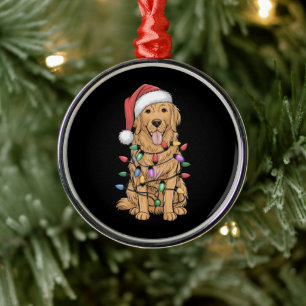 Christmas Golden Retriever Dog Lover Gift Mum Dad Metal Ornament