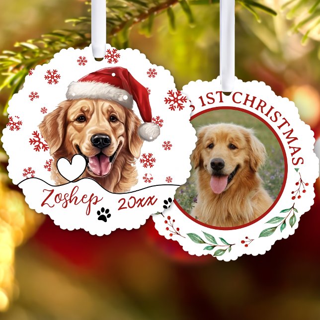 Christmas Golden Retriever Dog Personalised Tree Decoration Card (Creator Uploaded)
