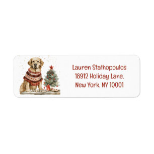 Christmas Golden Retriever Dog Return Address Label