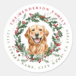 Christmas Golden Retriever Dog Round Stickers