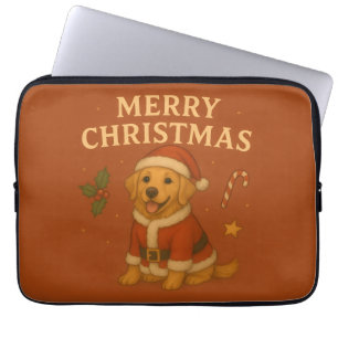 Christmas Golden Retriever Dog Xmas Santa Puppy Laptop Sleeve