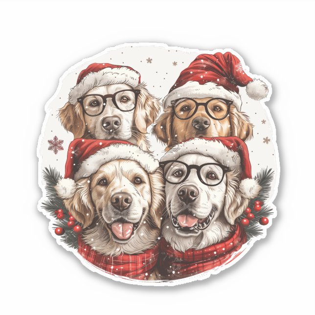 Christmas Golden Retriever Dogs (Front)