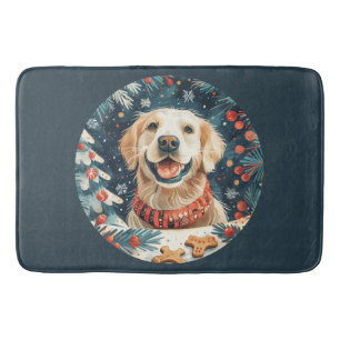 Christmas Golden Retriever Dogs Bath Mat