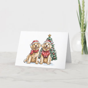 Christmas Golden Retriever Dogs Holiday Card