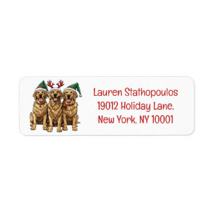 Christmas Golden Retriever Dogs Return Address Label