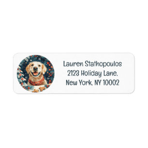 Christmas Golden Retriever Dogs Return Address Label