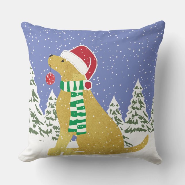 Christmas Golden Retriever Holiday Dog Cushion (Front)