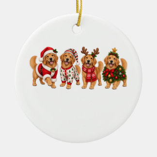 Christmas Golden Retriever Holiday Friends Ceramic Ornament
